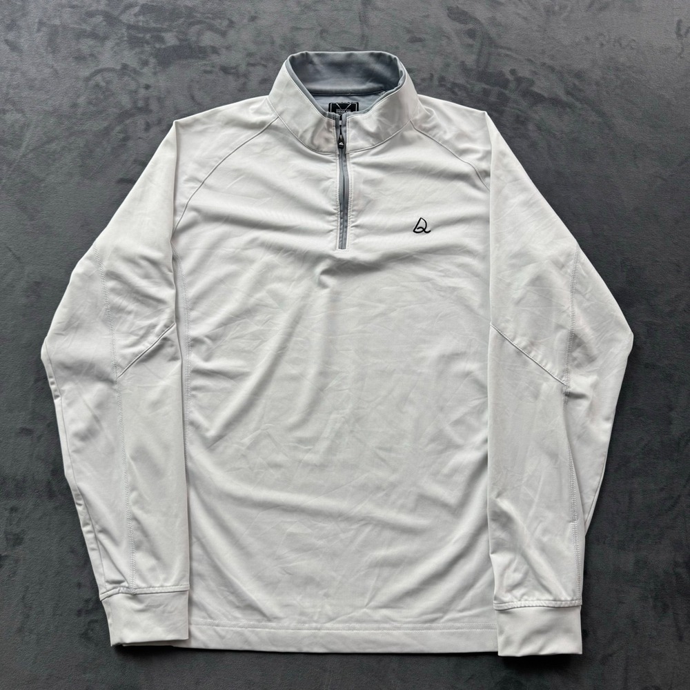 Deolax Mens Golf Pullover Quarter Zip Long Sleeve Light Gray Size Medium